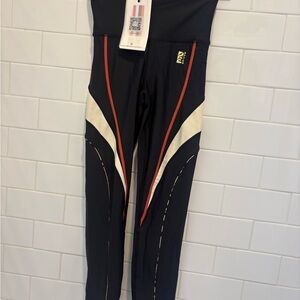 P.E Nation Black Exhilarate Legging with Yellow Detail